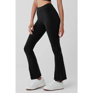 ALO Yoga High Waist Flutter Legging Black Size Small Split Front Hem Gym casual